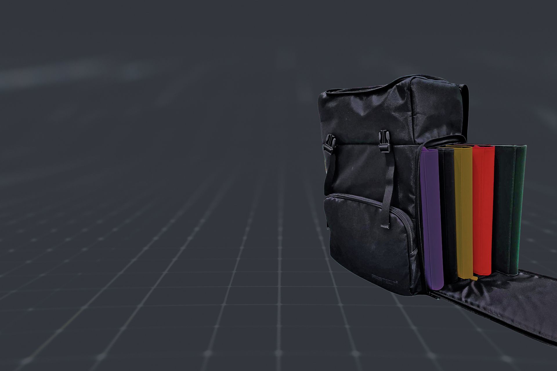 Quad Backpack right side view of binders compartment.