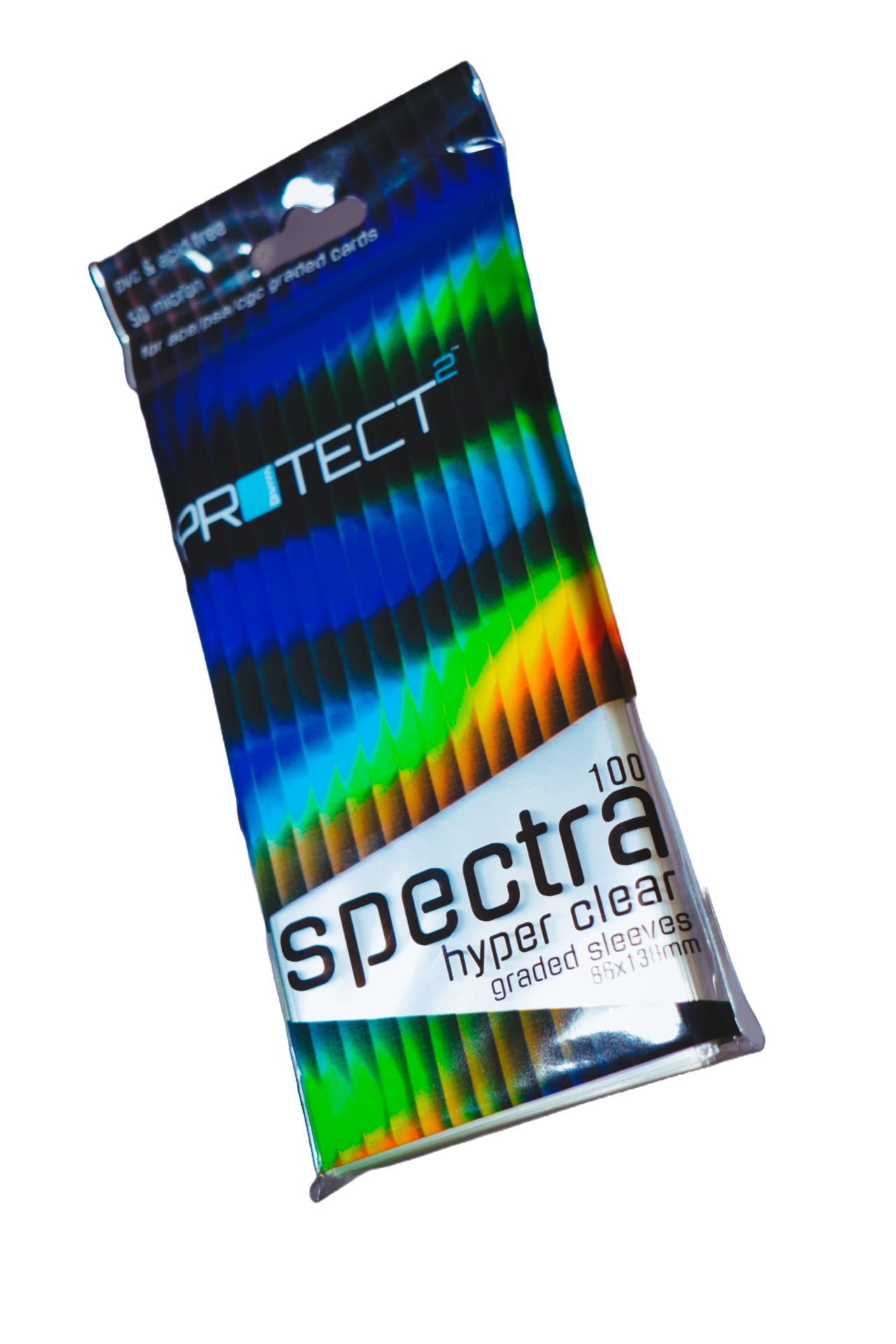 pack of graded slab sleeves with bright blue, red and green colours